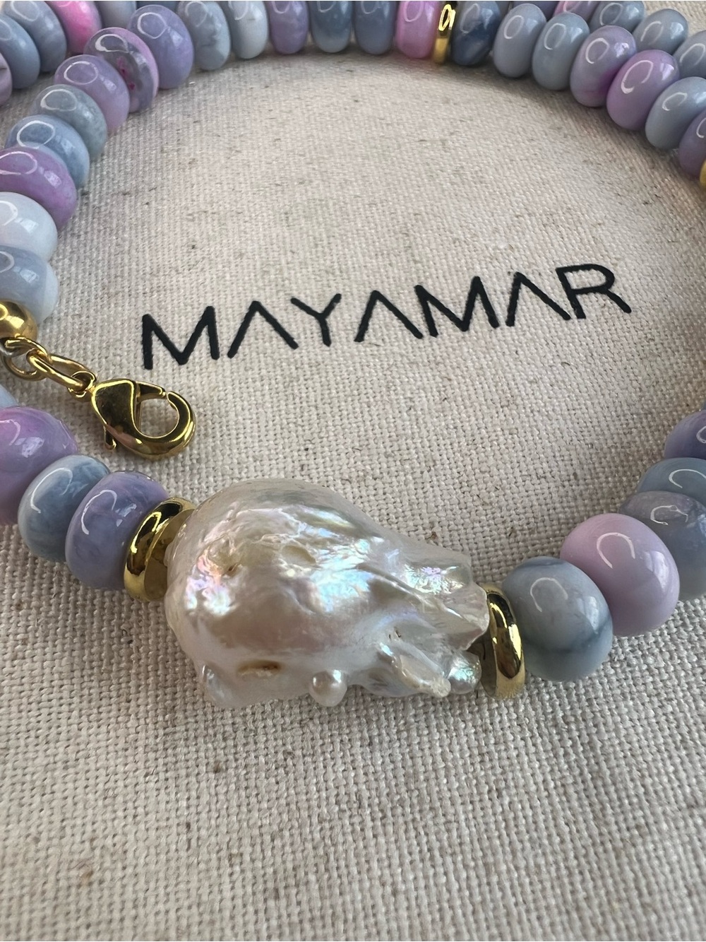Mayamar NEW Purple Opal Beaded Baroque Pearl Necklace NWOT - Picture 5 of 9